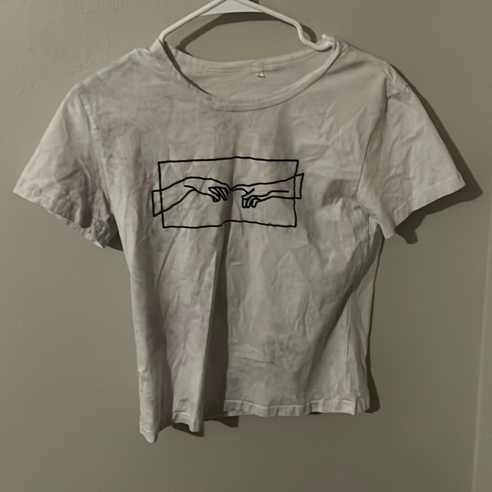 White small finger touch vintage art shirt